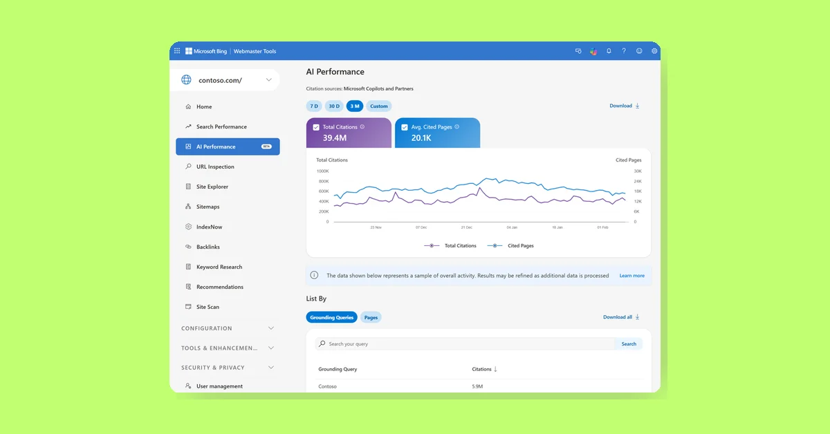 Bing Webmaster Tools launches AI Performance to track content citations in AI answers
