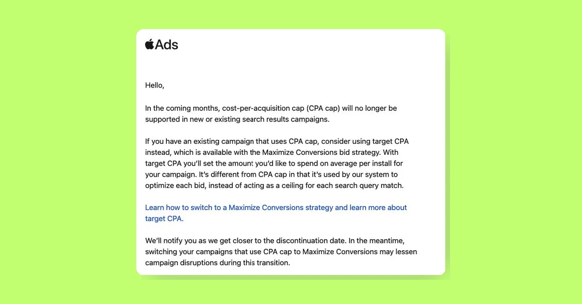 Apple ends CPA cap for search ads shifting to Maximize Conversions automation
