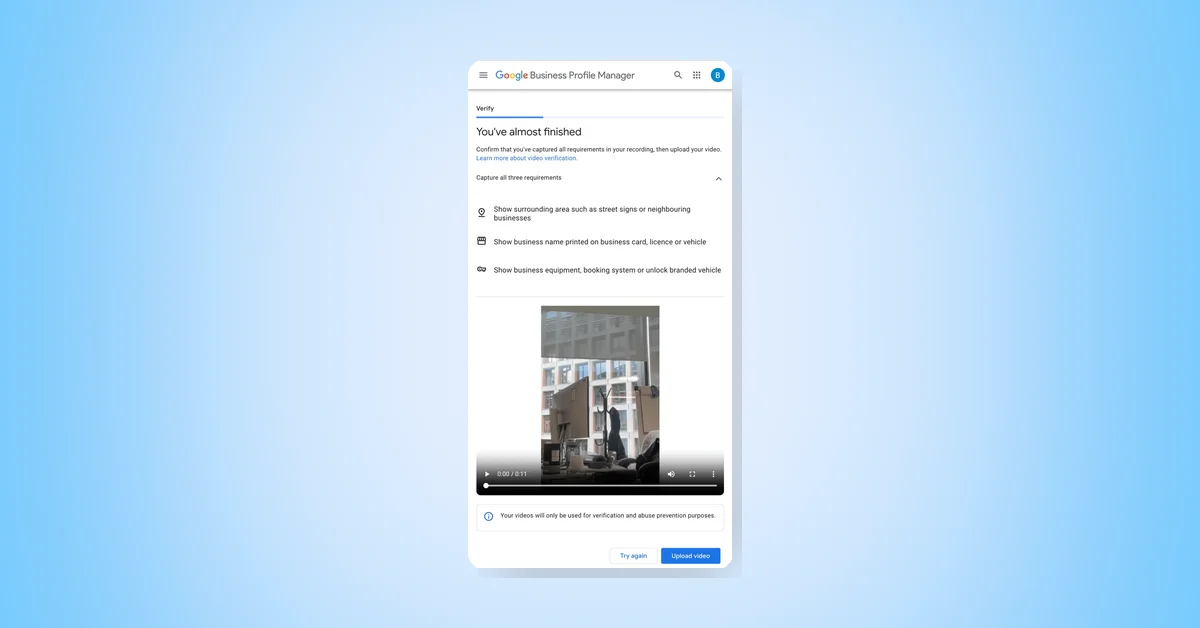 Google Introduces Video Previews for Business Profile Verifications