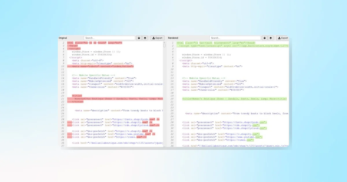 Technical SEO Tip: Screaming Frog's 'Show Differences' Highlights JavaScript-Loaded Content