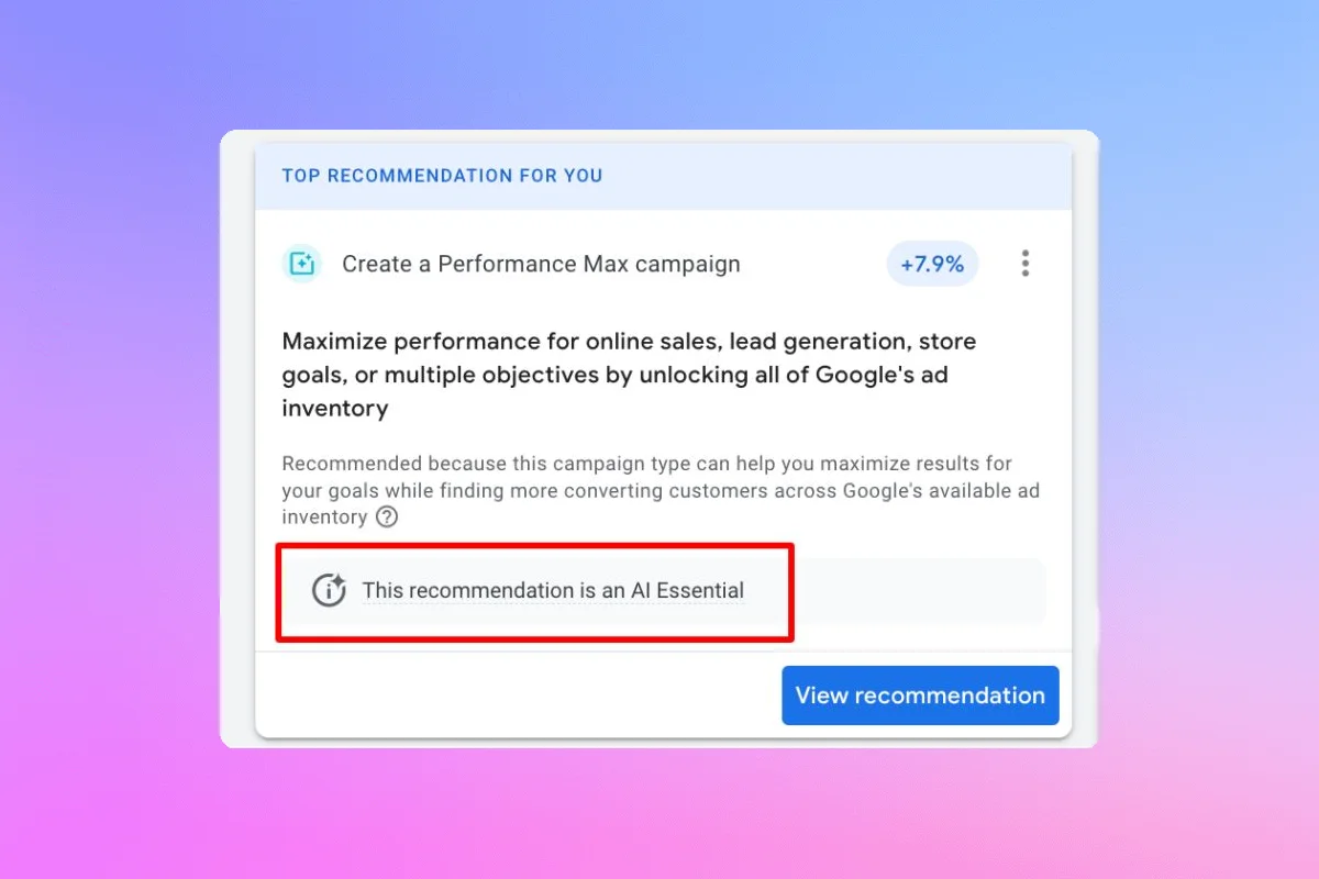 Google Introduces New AI Essential Recommendation