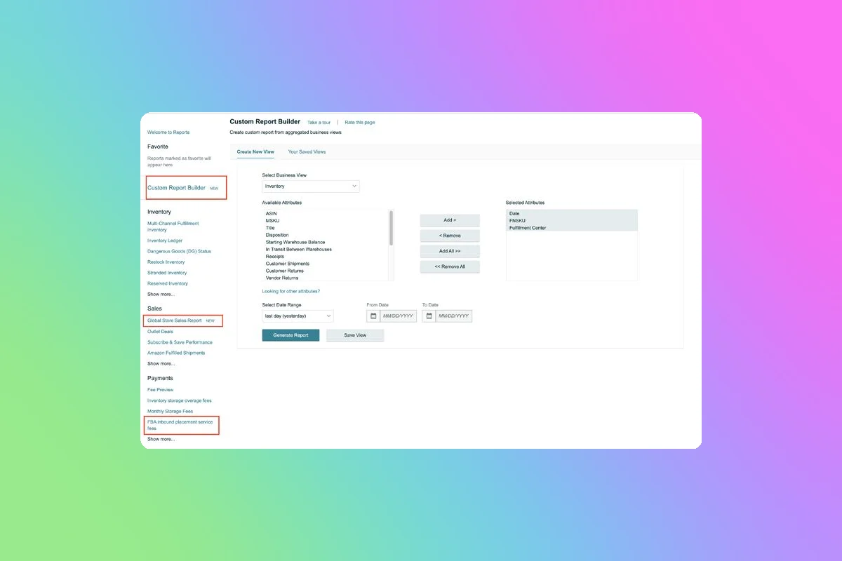 Amazon Launches New Global Store Sales, FBA Inbound Placement Service Fee Reports