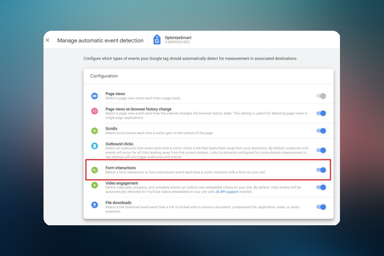 GA4: Disabling 'Form Interactions' Affects Data Collection, Not Detection