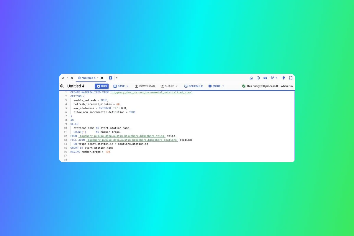 Non-Incremental Materialized Views Now Available in BigQuery