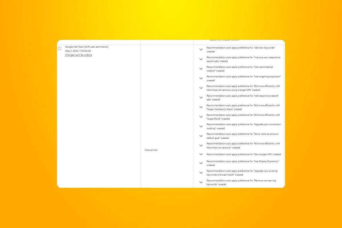 Unapproved Auto-Applied Recommendations Triggered by Client's Google Ads Email Click