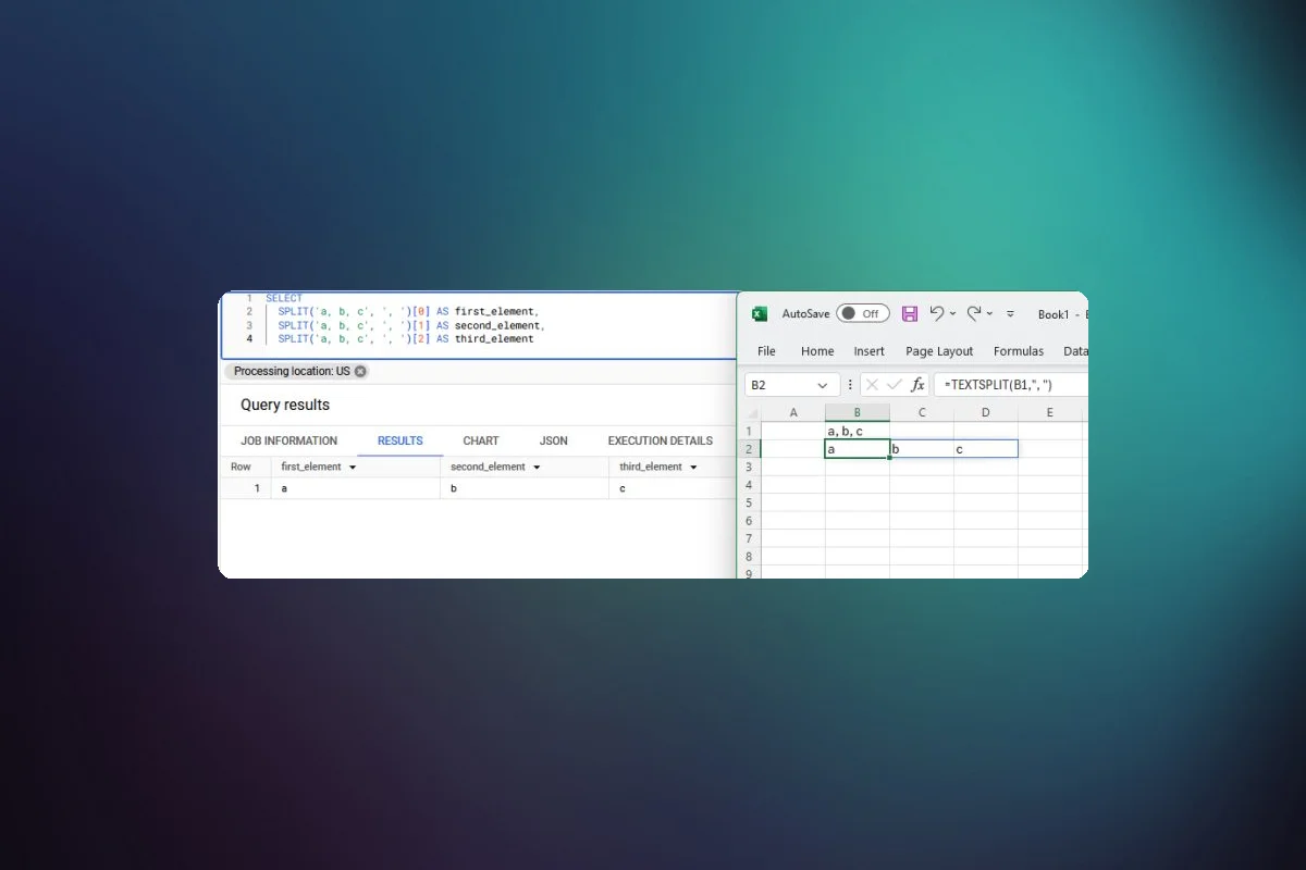 BigQuery's SPLIT Function Mirrors Excel's TEXTSPLIT