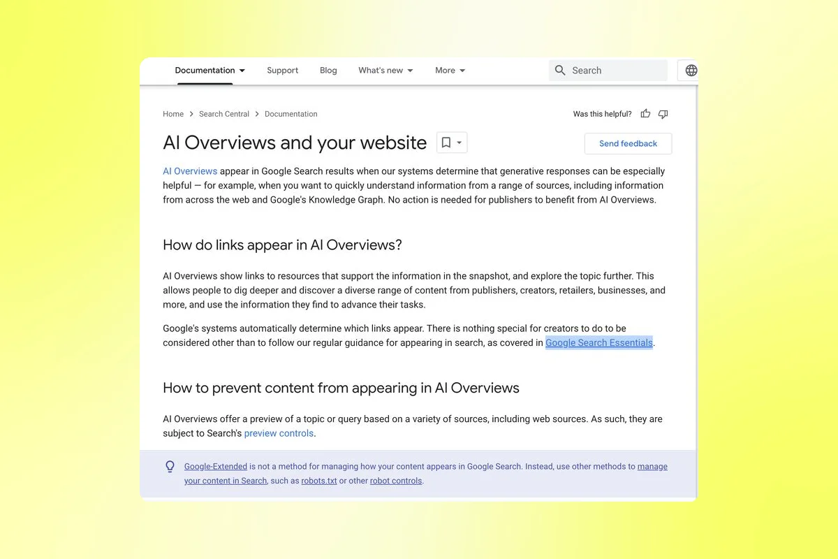 Google Releases Official Documentation on AI Overviews in Search Central
