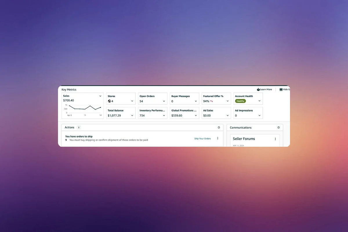 Seller Central Homepage Update: Quick Business Metrics Overview Now Available
