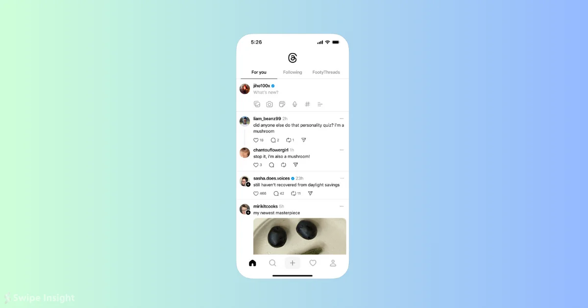 Threads Adds Swipeable Feed Navigation to Home Screen