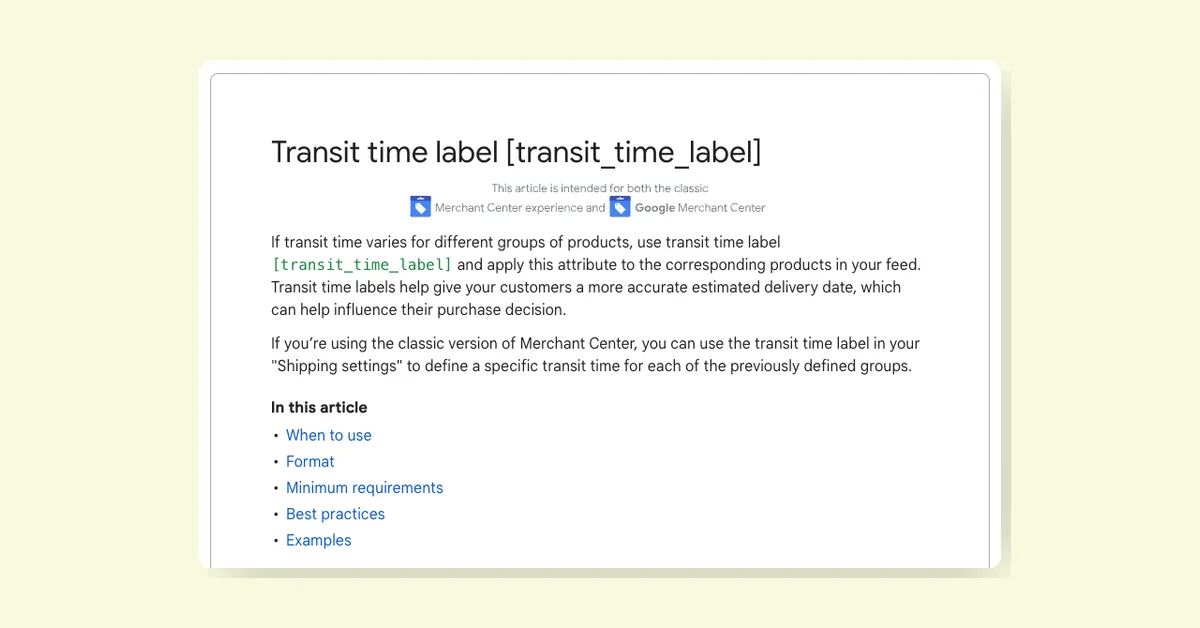 Google has reactivated support for the transit_time_label attribute page