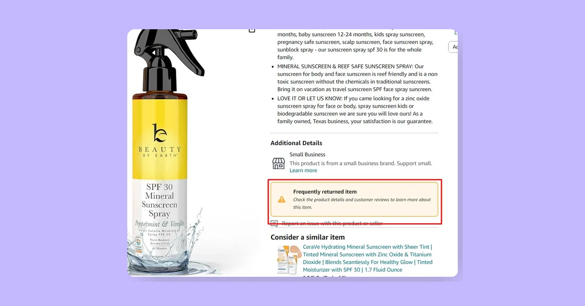 Amazon Tests Feature Highlighting Frequently Returned Items to Warn Potential Buyers