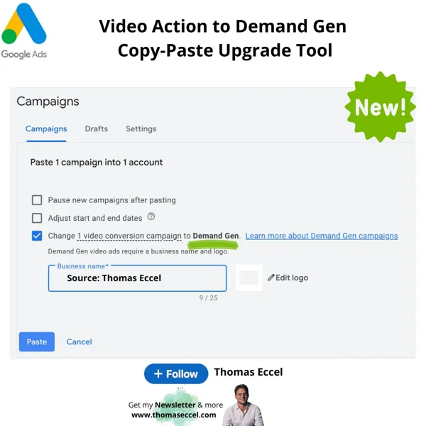 Google Ads Introduces Video Action to Demand Gen "Copy-Paste Upgrade Tool"