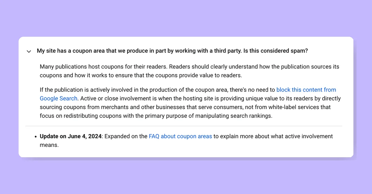 Google Updates Coupon FAQs to Ban White-Label Services Manipulating Search Rankings