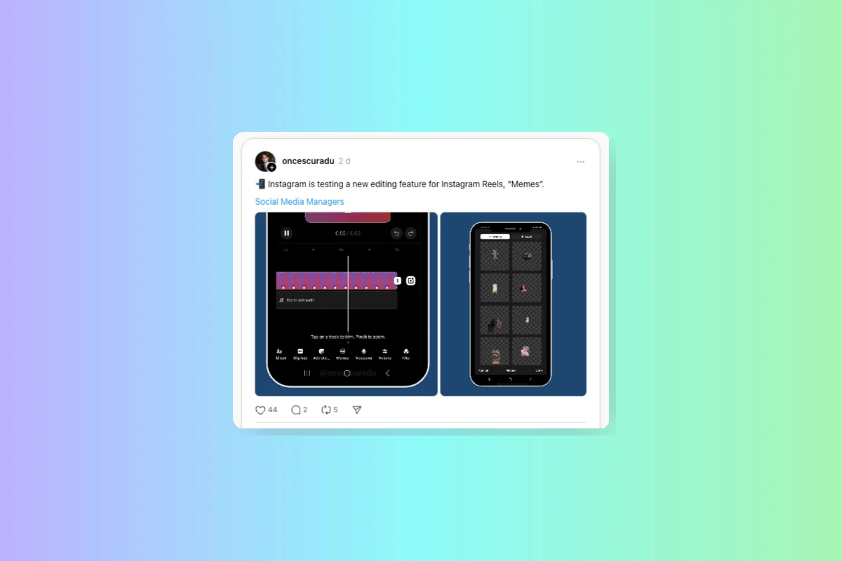 Instagram Tests New 'Memes' Editing Feature for Reels