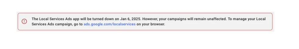  Google to Discontinue Local Services Ads App in January 2025