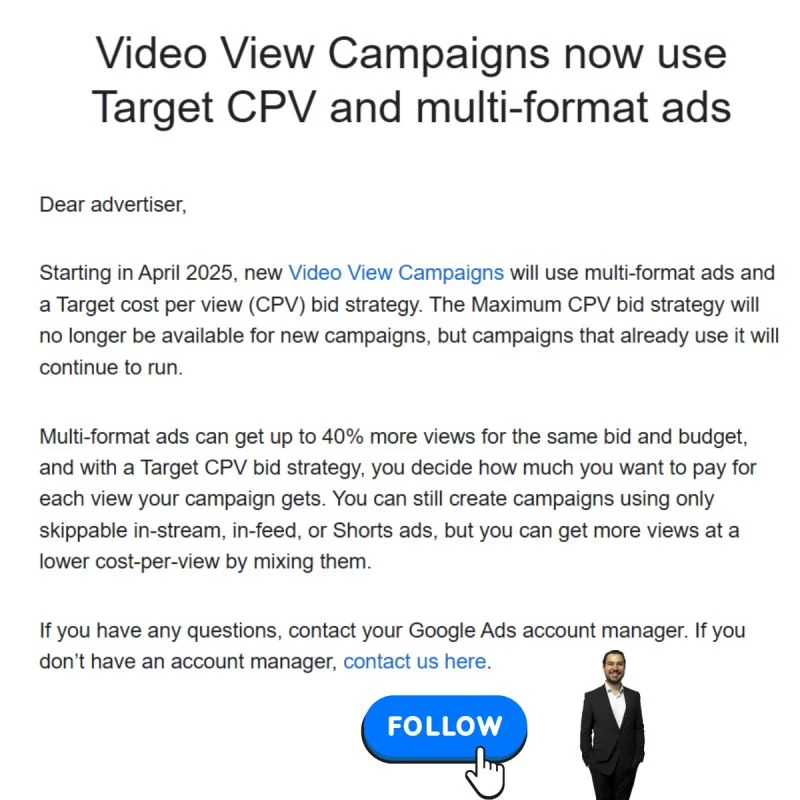 Google to Deprecate Maximum CPV in Favor of Target CPV for Video View Campaigns