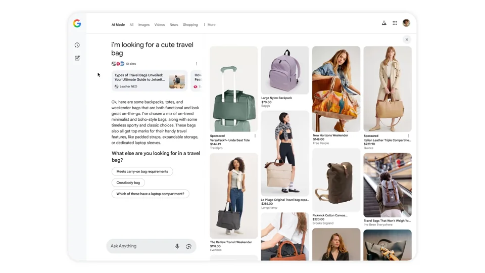 AI Mode Shopping Features