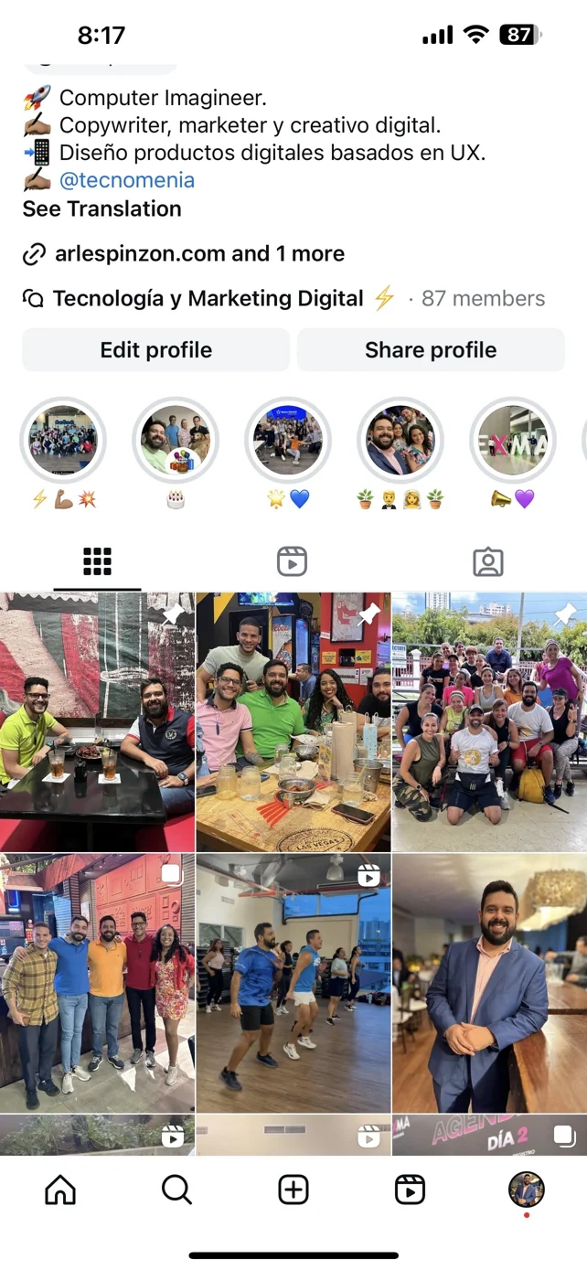 instagram vertical profile grid