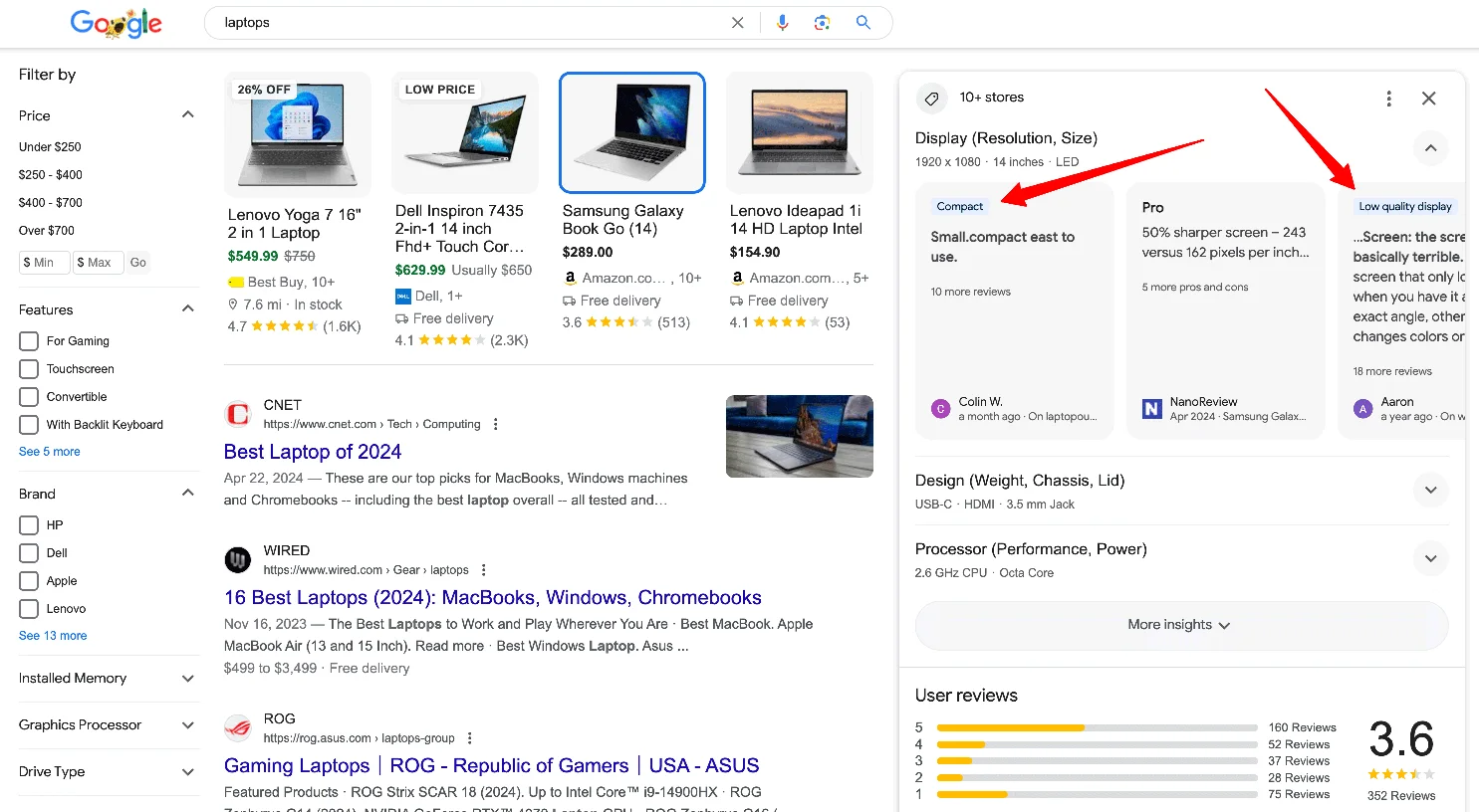 google-product-review-summary-box-answer