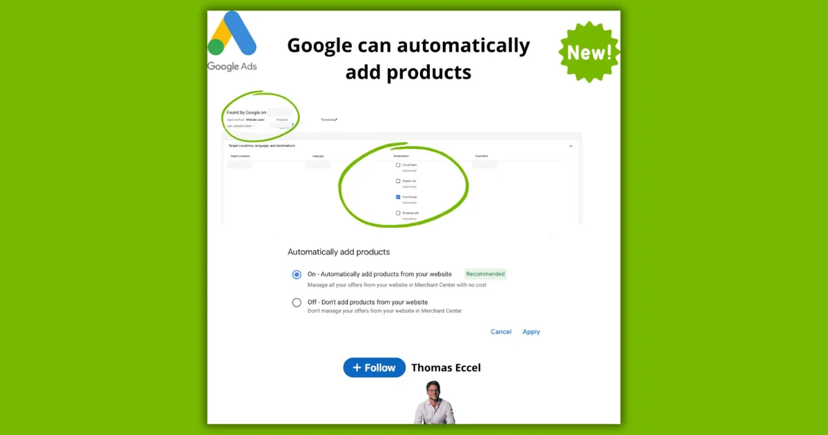 Google Ads Now Auto-Adds Website Products to Merchant Center Using Structured Data