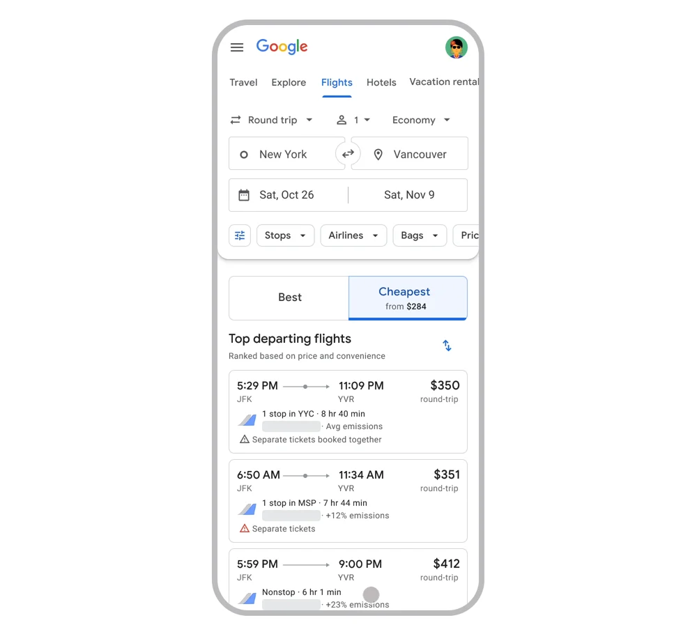 Google Flights introduces 'Cheapest' tab to find lower prices
