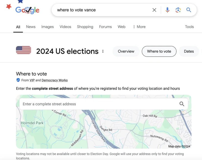  Google Addresses "Where to Vote" Search Panel Display Issue