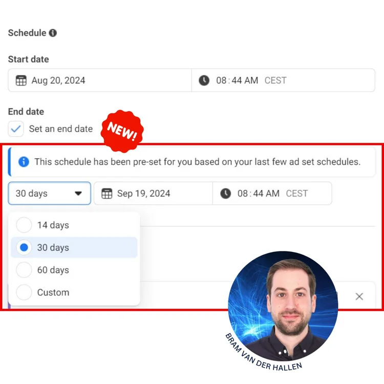 Meta Ads Simplifies End Date Selection with New Dropdown Options