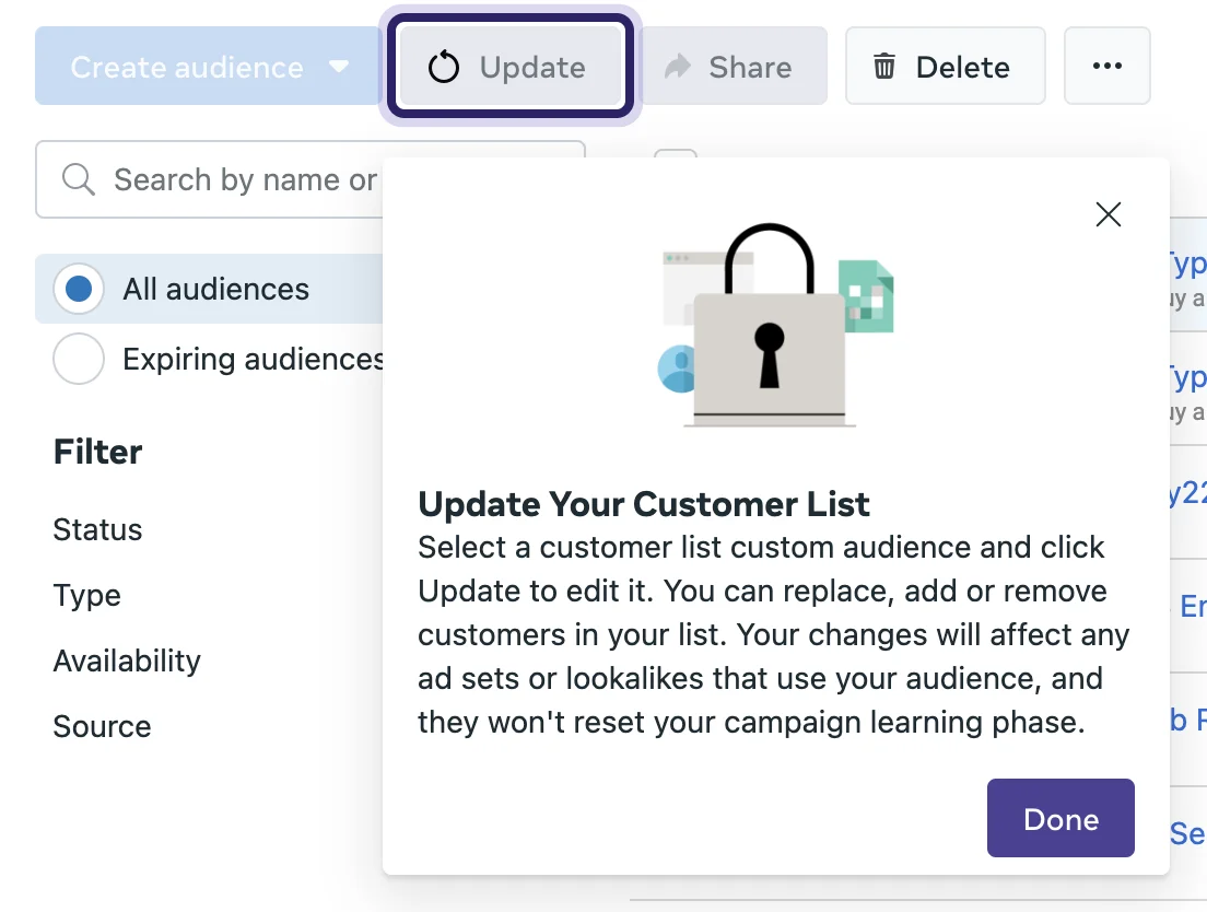 Meta Customer List Updates Made Easy in Audiences
