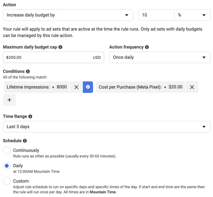 meta ads Automated Rules Templates
