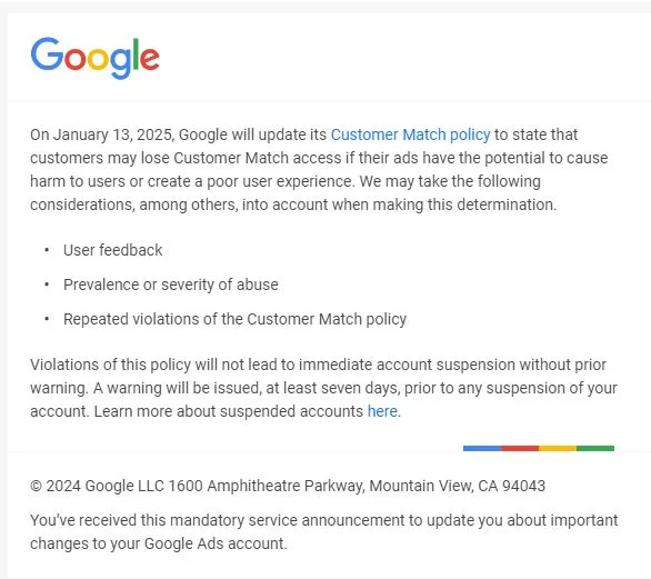 Google Tightens Customer Match Policies with New Enforcement Guidelines