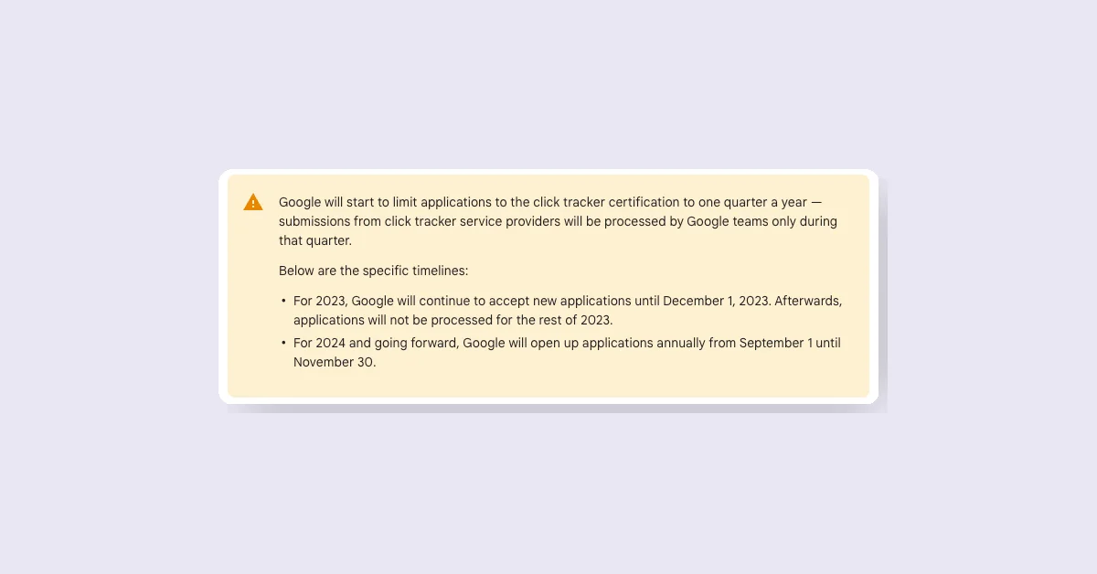 Google to open Click Tracker Certification Applications for 2024