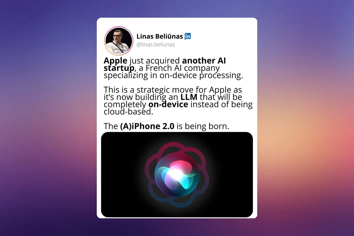 Apple Acquires French AI Startup, Advances in On-Device AI Processing