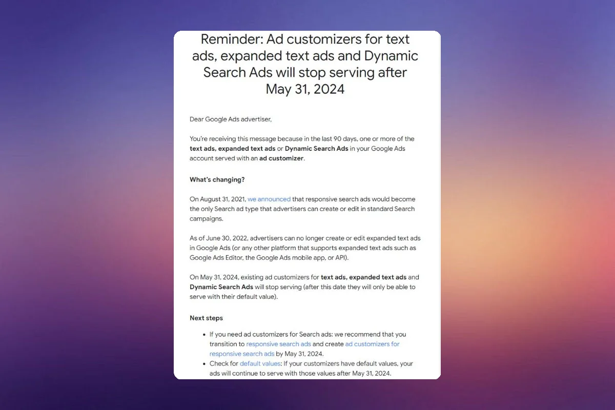 Google's Big Move: Customizers to Halt Serving of ETAs and DSAs