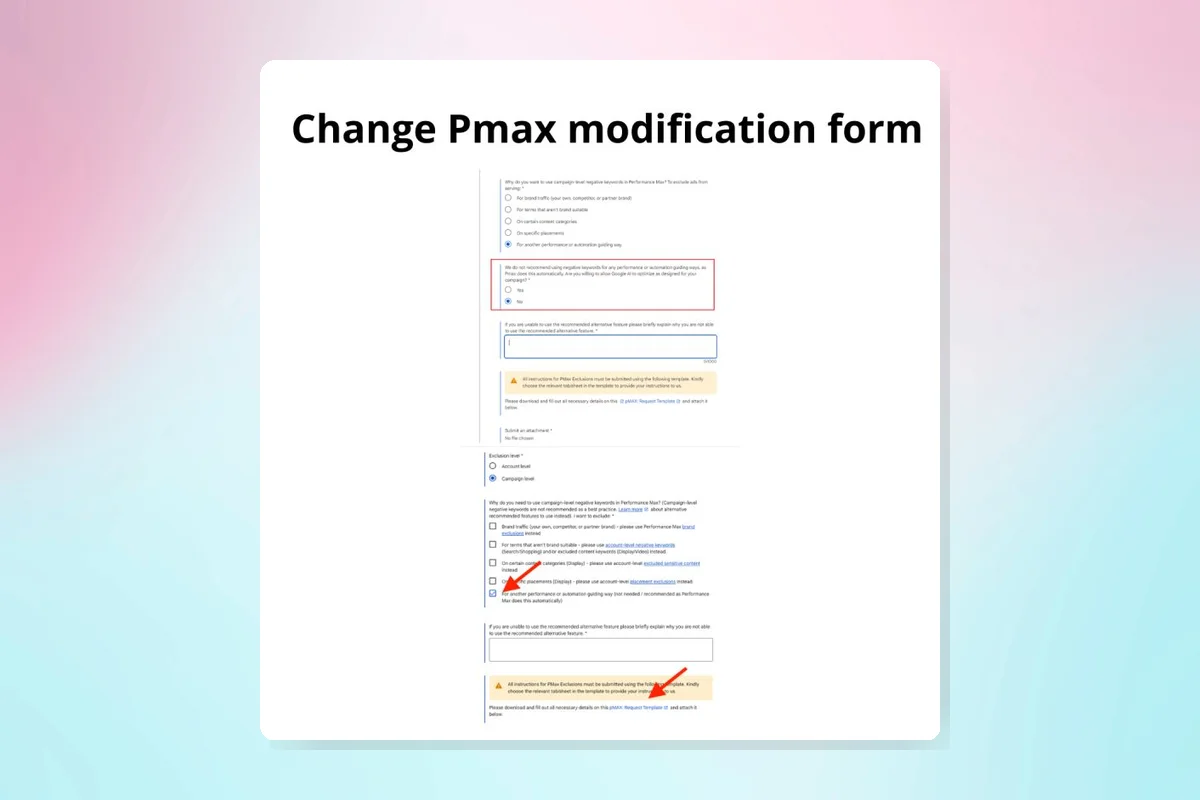 Google Updates Pmax Change Modification Form, Discourages Negative Keywords Use