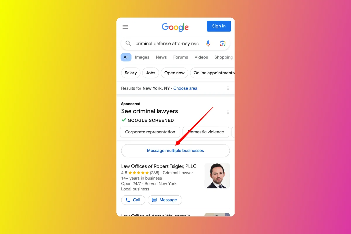 Google Tests 'Message Multiple Businesses' Button for Local Service Ads