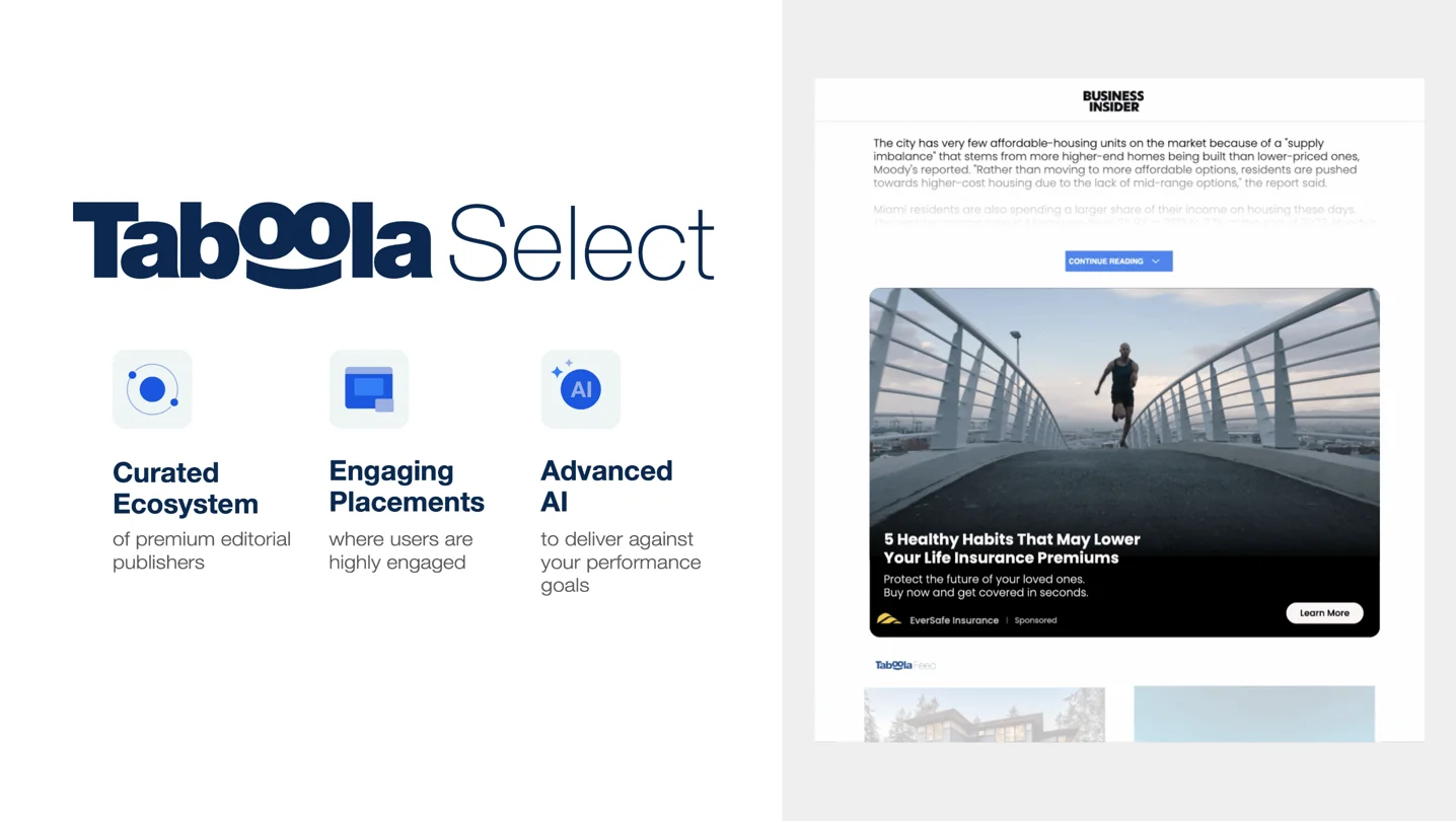 Taboola Launches Taboola Select for Large Advertisers on Premium Publishers