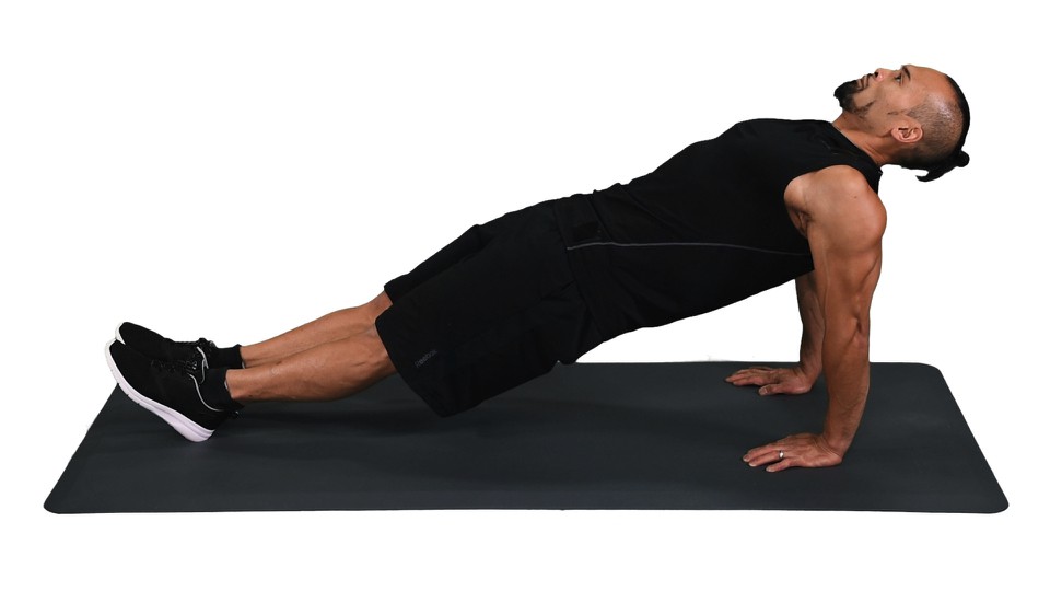 Reverse planks - good. Reverse planks with feet on the foot bar