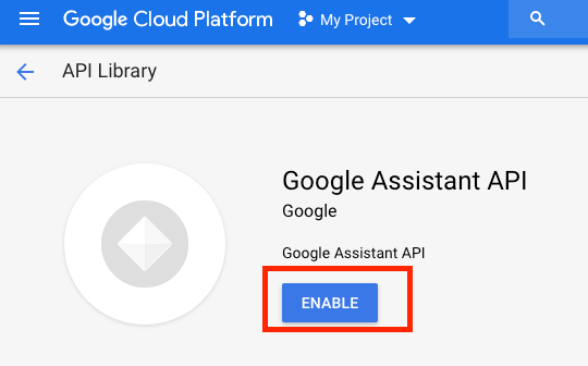 Google Assistant API 활성화