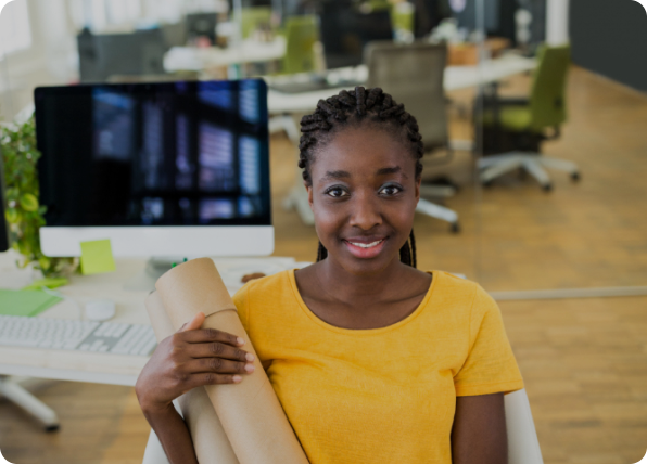 a lady in an office