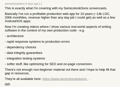 Hacker News comment that generated signups