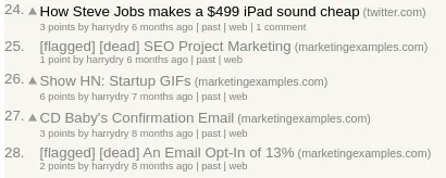 Harry Dry sharing content on Hacker News