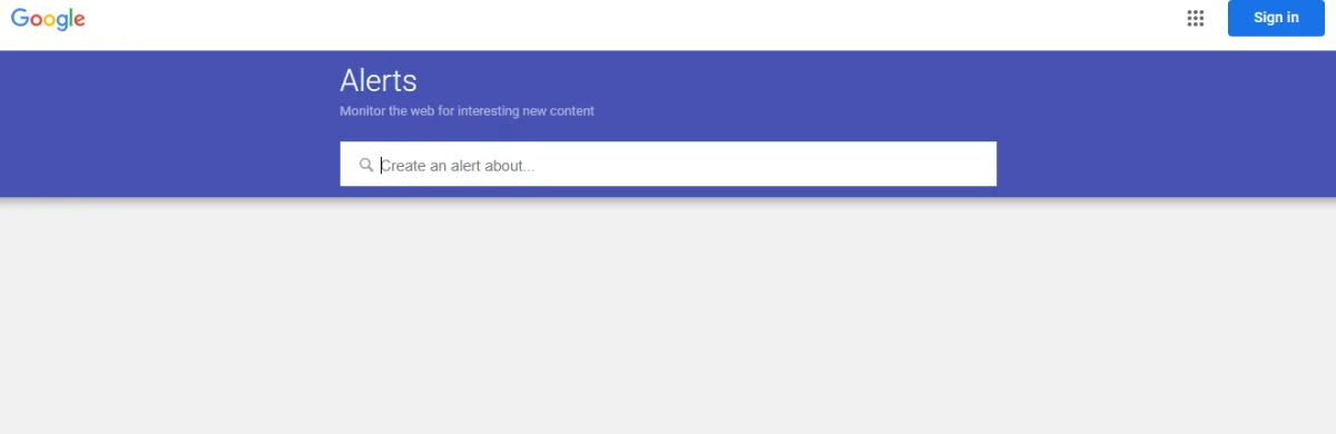 Google Alerts search field