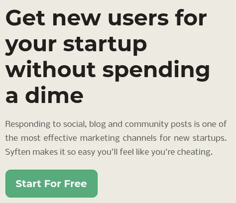 Syften landing page for comparison