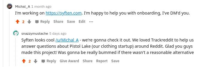 Later reply in the TrackReddit thread
