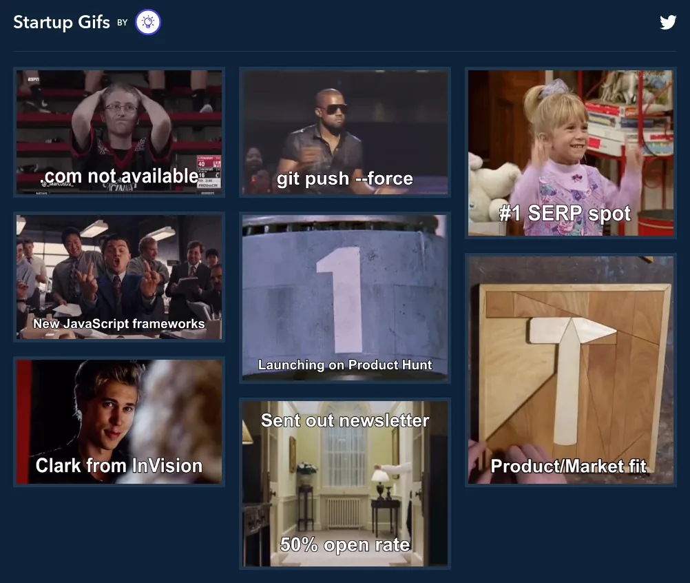 Startup GIFs project page