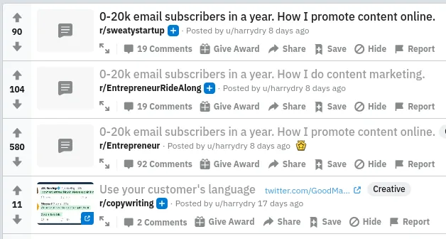 Harry Dry Reddit submissions