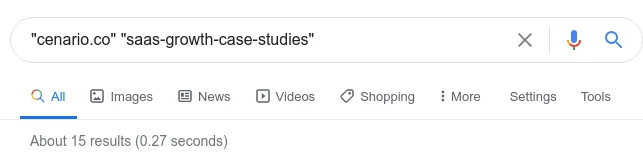 Google results for the SaaS growth case studies article