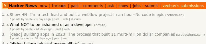 Failed Hacker News post