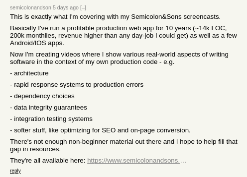 Hacker News comment that generated signups