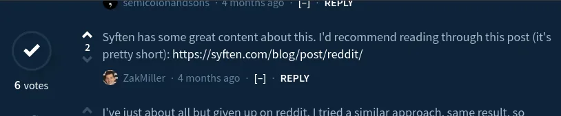 Reddit upvote prompt for a useful mention